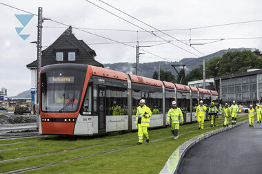Første testkjøring med bybanen til Fyllingsdalen - Kanalveien