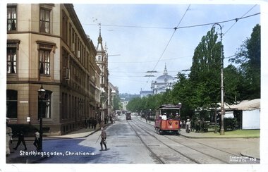 1524	Stortingsgaten Kristiania farger ca 1905
