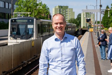 Konserndirektør for T-banen Christian Skaug på Brynseng