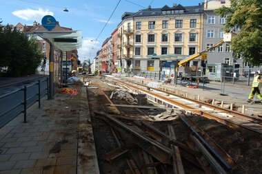 Midlertidig holdeplass linje 17 og 18 Adamstuen stoppested