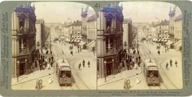 Karl Johans gate/Egertorget stereofoto ca. 1905	