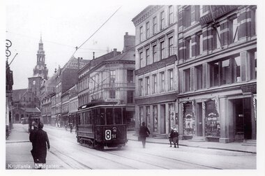 Vogn 91 linje 8 til St. Hanshaugen i Storgata	
