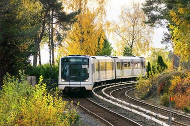 T-bane linje 1 og høstløv 3