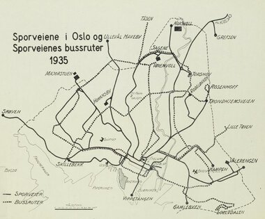 Sporveis- og bussnettet i 1935