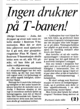 Aftenposten, Ingen drukner på T-banen