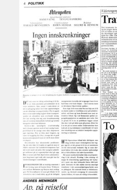 Aftenposten 7.desember 1979, lederartikkel