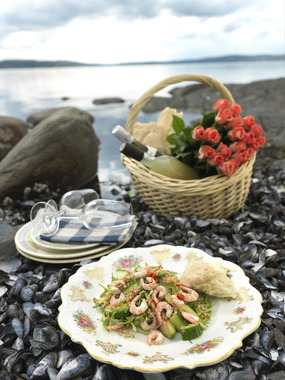 Byggrynssalat med skalldyr