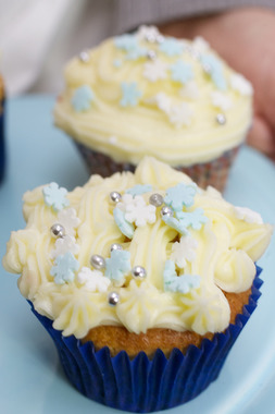 Cupcakes med snøkrystaller