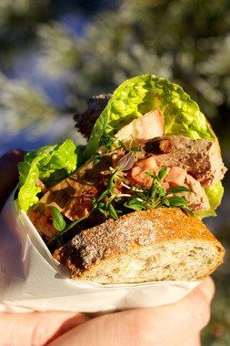 Blings med leverpostei og bacon 