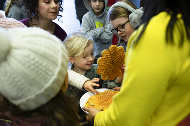 Vafler i foajeen på Vaffehjarte
