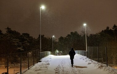 Vinter på Gang og sykkelveg bru
