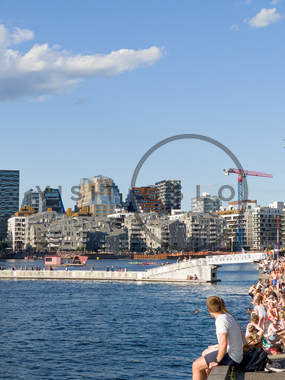 utsikt mot Oslo sentrum fra Sørenga