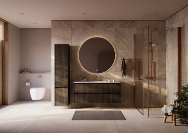 Eris brun eik med Nice heldekkende servant Eris brun eik med Nice heldekkende servant