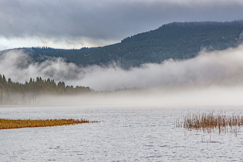 Høsttåke over Skrukkelisjøen