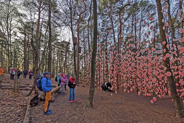 Nordic Pixel Forest in Red Mood