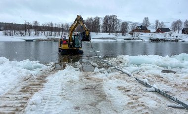 Montering av pukkellaksfelle