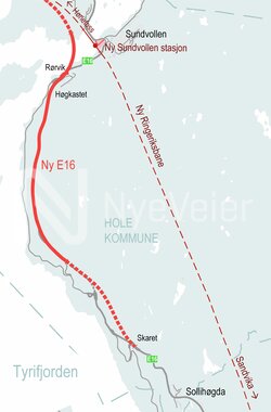 Oversiktskart E16 Skaret-Høgkastet