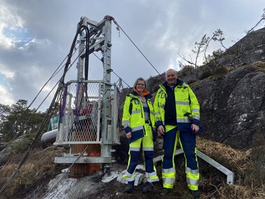 Dalen-Hjelmeland bygging evy thorbjørnsen (direktør prosjektstyring) og kristian gudmundsen (prosjektleder)