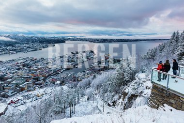 Vinter på Fløyen i Bergen
