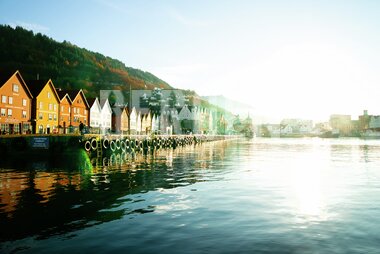Bryggen i høstsol