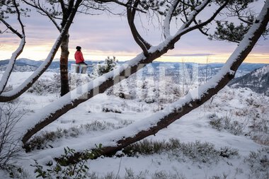 Vinter på Fløyen i Bergen