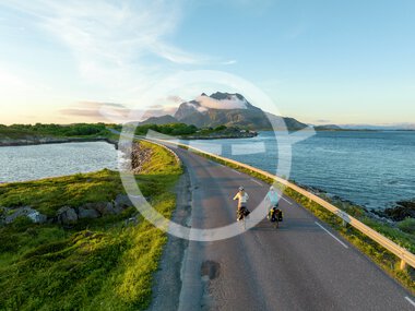 Bike ride in the midnight sun on Herøy