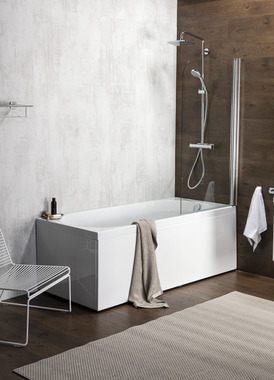 Mimas XL badekarvegg og Lageto rektangulært badekar 