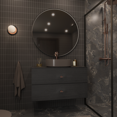 Dyp atilkosenpt, Nea, Roca Inspira coffee, Umbra rundt speil, Fima amber bronse