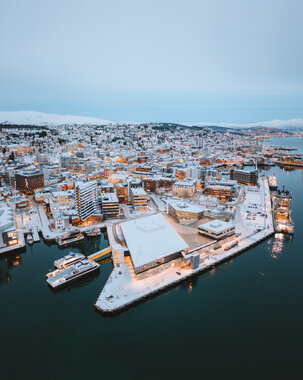Tromsø sentrum om vinteren