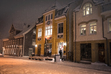 Storgata en snøværsdag