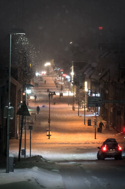 Storgata i snøvær