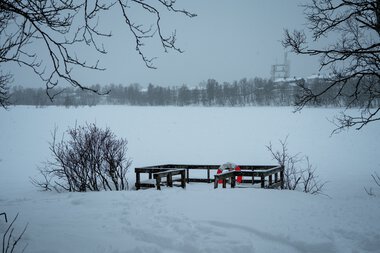 Prestvannet i snøvær Prestvannet i snøvær