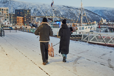 Tur med hund i sentrum