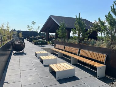 VROOM bench, BLOC lounge table