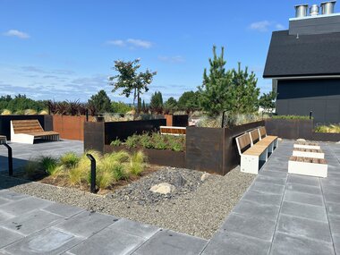 VROOM bench, BLOC lounge table