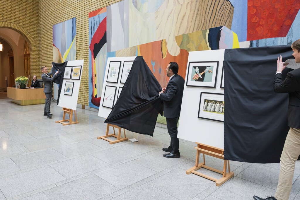 Åpning av karikaturutstilling 19. mars 2025