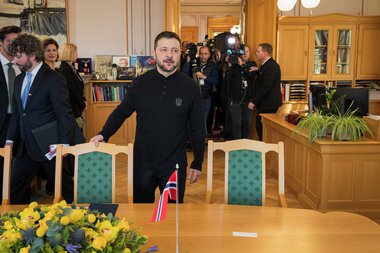 Ukrainas president Volodymyr Zelenskyj besøker Stortinget 20. mars 2025