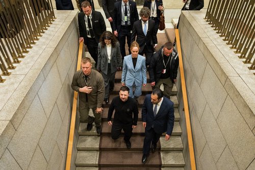 Ukrainas president Volodymyr Zelenskyj besøker Stortinget 20. mars 2025