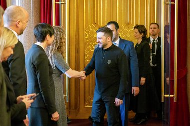 Ukrainas president Volodymyr Zelenskyj besøker Stortinget 20. mars 2025