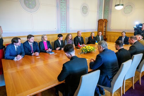Ukrainas president Volodymyr Zelenskyj besøker Stortinget 20. mars 2025