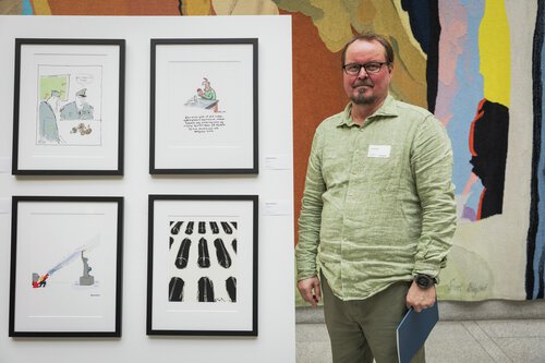 Åpning av karikaturutstilling 19. mars 2025