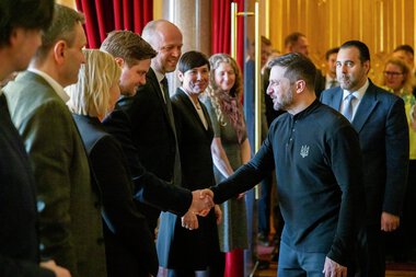 Ukrainas president Volodymyr Zelenskyj besøker Stortinget 20. mars 2025