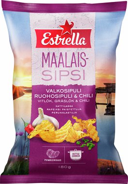 Estrella Maalaissipsi valkosipuli, ruohosipuli & chili