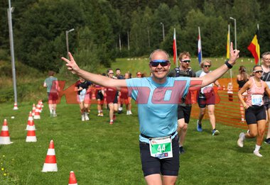 En glad Erik Fostervold løp maraton under Kongsvinger Maraton 2024