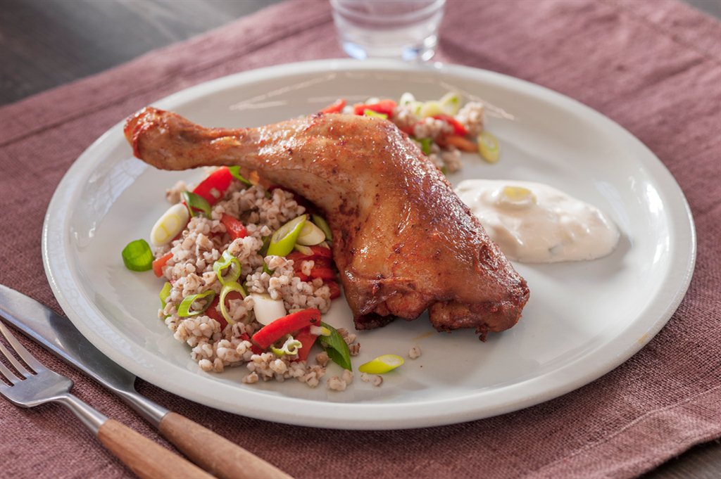 Kyllinglår med byggris og grillet paprika 1.jpg