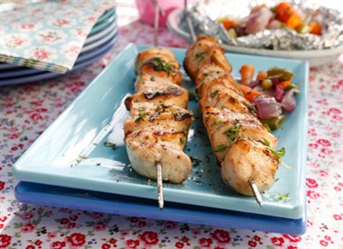 Kyllingspyd med bakte grønnsaker