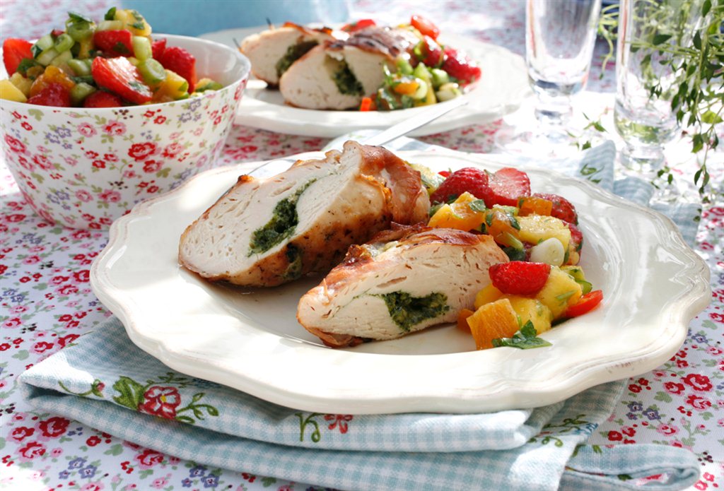 kyllingfilet jordbær- og mangosalsa