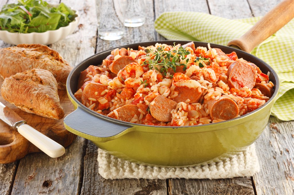 Vennelagsgryte med chorizo og krepsehaler