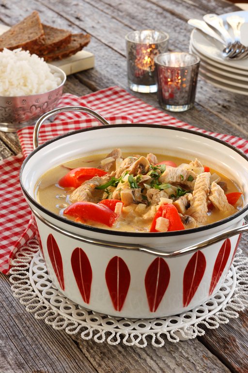 Hverdagsgryte med strimlet svinekjøtt