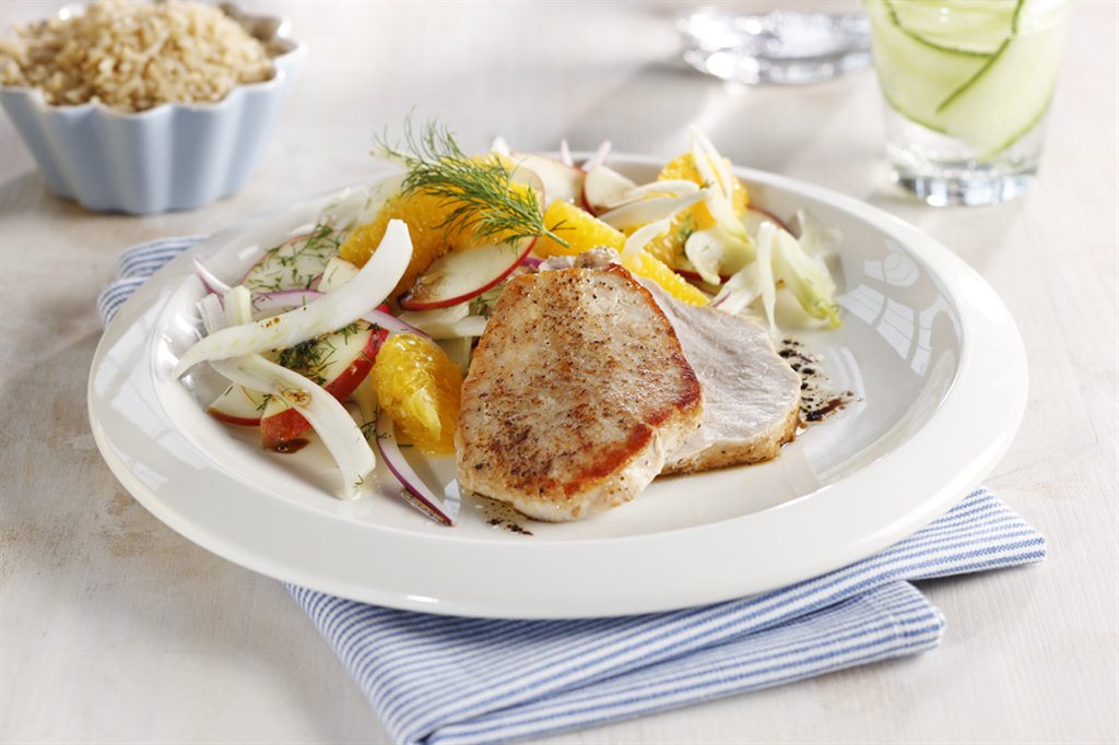 Svinefilet med fennikelsalat